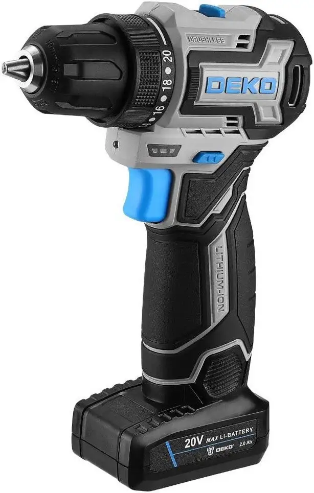 Дрель-шуруповерт Deko Sharker 20V PRO 084-1035 (с 2-мя АКБ, кейс) – фото товара