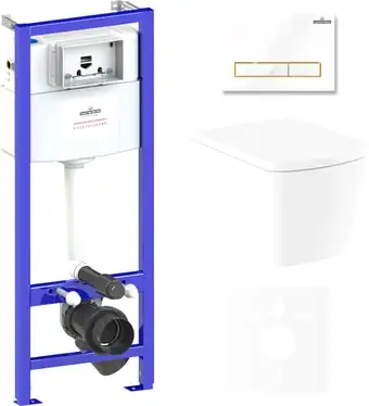 Унитаз Lavinia Boho Relfix Aveo Rimless 6 в 1 75110249 (белый/золотистый пластик) - изображение в каталоге