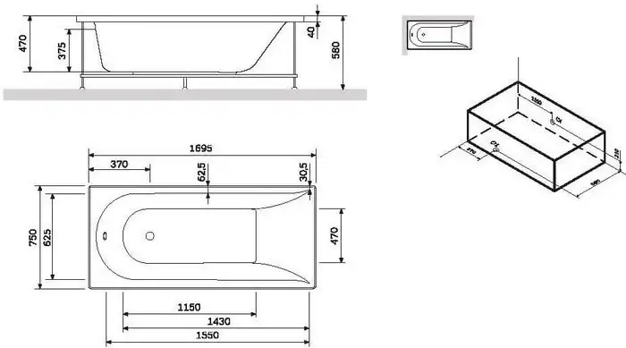 Ванна AM.PM Spirit W72A-170-075W-A2 (с каркасом) - фото товара
