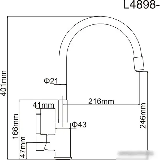 Смеситель Ledeme H98 L4898-2 (черный/хром) - фото товара