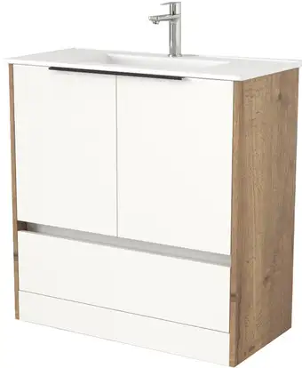 Дабер Тумба под умывальник 017 WeltWasser Deilbach 7517-80 Т17.8W.0.21Ч (дуб галифакс/белый/ручка черная) – изображение в каталоге