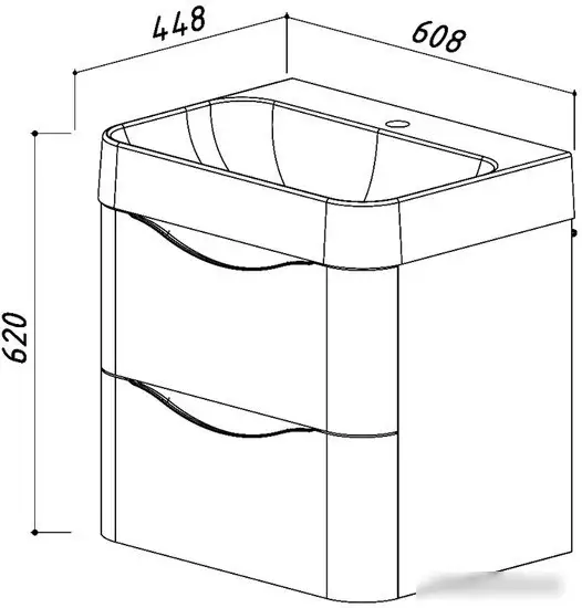 Belux Тумба под умывальник Олимпия Н60-02 (1, белый глянец) – фото товара