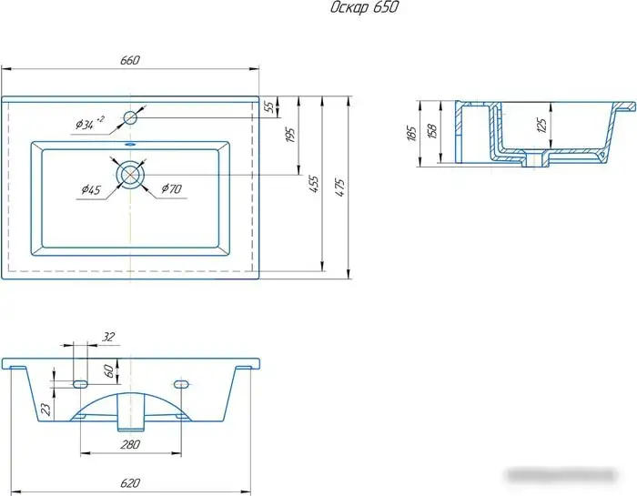 Умывальник Kirovit Оскар 65 - фото товара