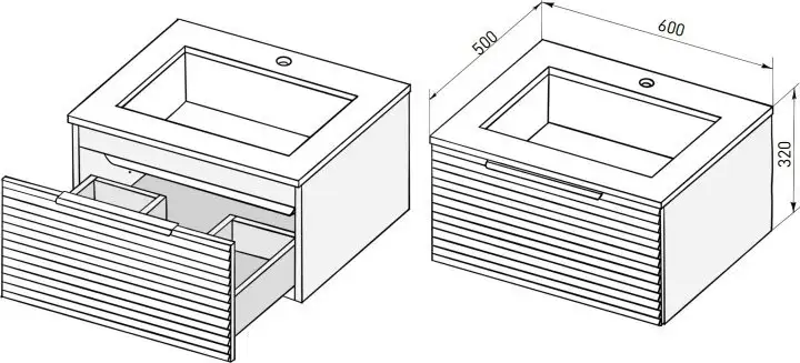 Salini Тумба под умывальник Touch Н 60 T600H1T (серо-коричневый) – фото товара