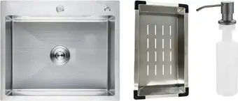 Кухонная мойка Schtoff Best Silver 6050 + коландер металл K-1 BLACK + дозатор SD-1 GREY - изображение в каталоге