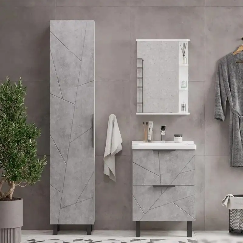 Mixline Шкаф-пенал для ванной Гранд-40 555359 (бетон) – фото товара