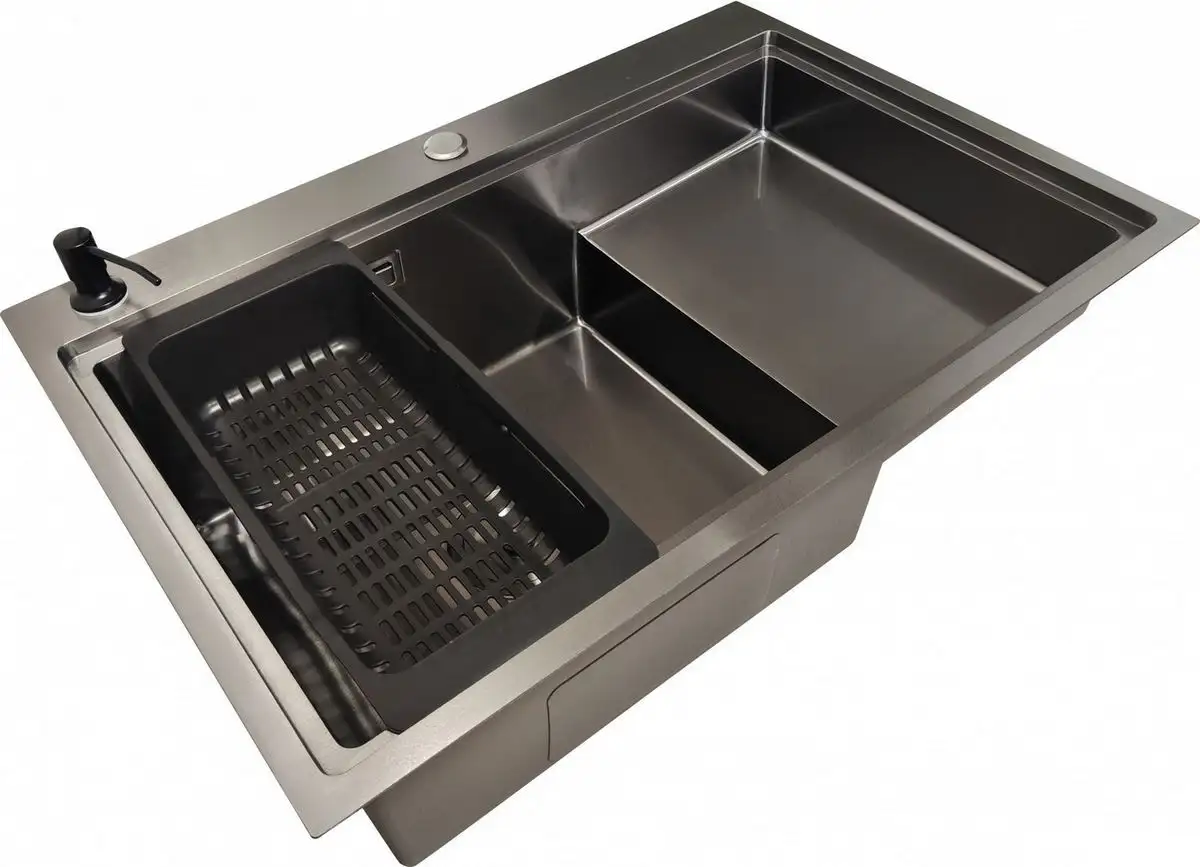 Кухонная мойка Stellar S6550NB-TU-L (нано черный, с доской) - фото товара