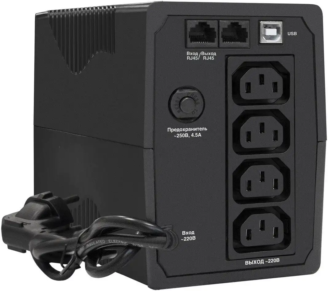 Источник бесперебойного питания ExeGate Power Back BNB-1000.LED.AVR.4C13.RJ.USB – фото товара