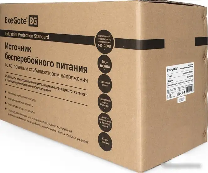 Источник бесперебойного питания ExeGate SpecialPro Smart LLB-3000.LCD.AVR.EURO.RJ.USB – фото товара