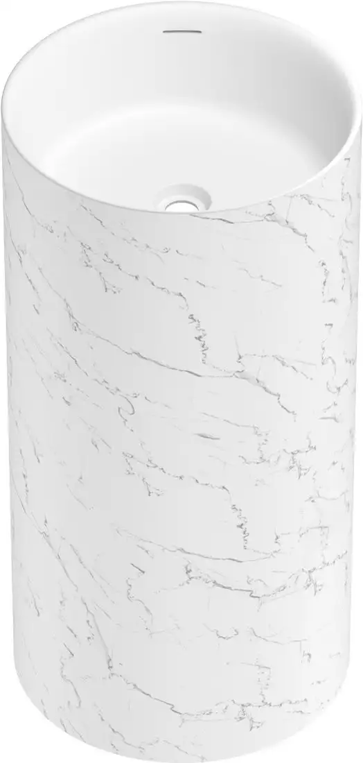 Умывальник Wellsee Chalice Perfection 230619000 (отдельностоящий, без отверстия под смеситель, цвет матовый белый мрамор/глянцевый белый) - фото товара