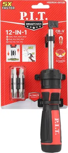 Набор отвертка с битами P.I.T. Advance HSDR04-0012B (13 предметов) – изображение в каталоге