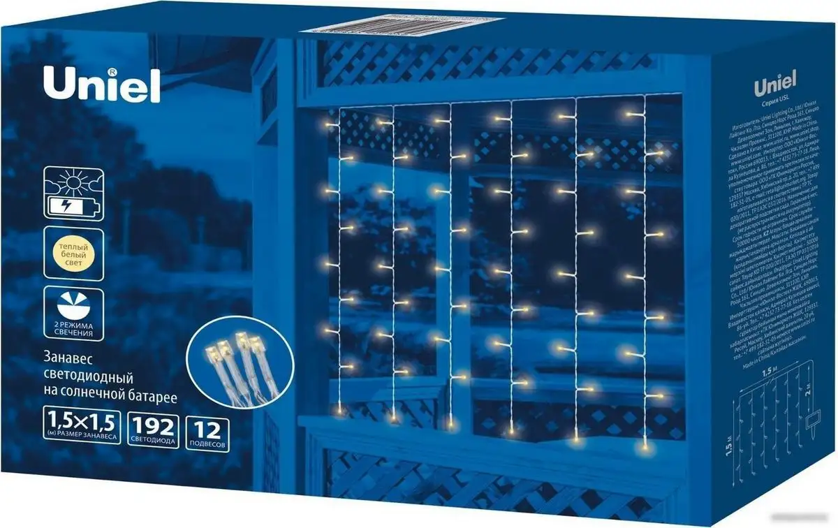 Садовая гирлянда Uniel USL-S-131/PT1515 WARM WHITE CURTAIN UL-00006538 – фото товара