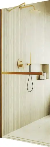Душевая стенка MaybahGlass 69x195 MGD-701-3ш (прозрачное стекло/золотой) - изображение в каталоге
