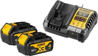Аккумулятор с зарядным устройством DeWalt DCB1104M2 (18В/2x4 Ач) – изображение в каталоге