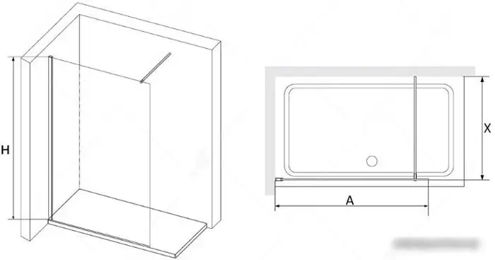 Душевая стенка RGW WA-010B 70 (черный/матовое стекло) - фото товара