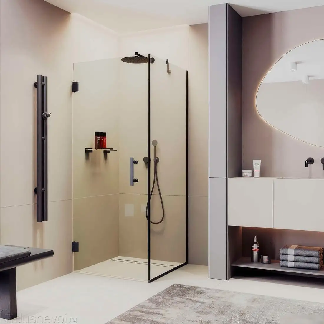 Душевой уголок MaybahGlass MGY-1303-6 (бесцветное стекло/черный) - фото товара