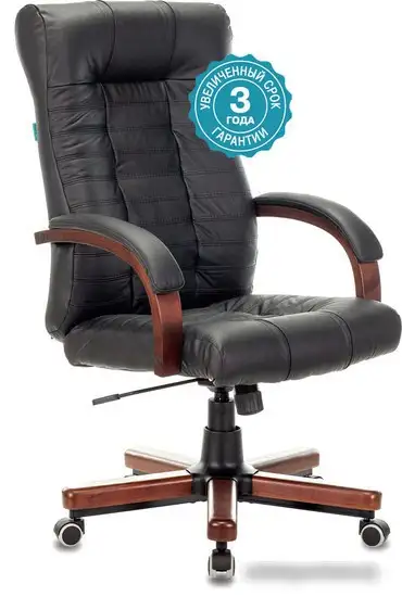 Кресло Бюрократ KB-10WALNUT/B/LEATH (черный) – фото товара