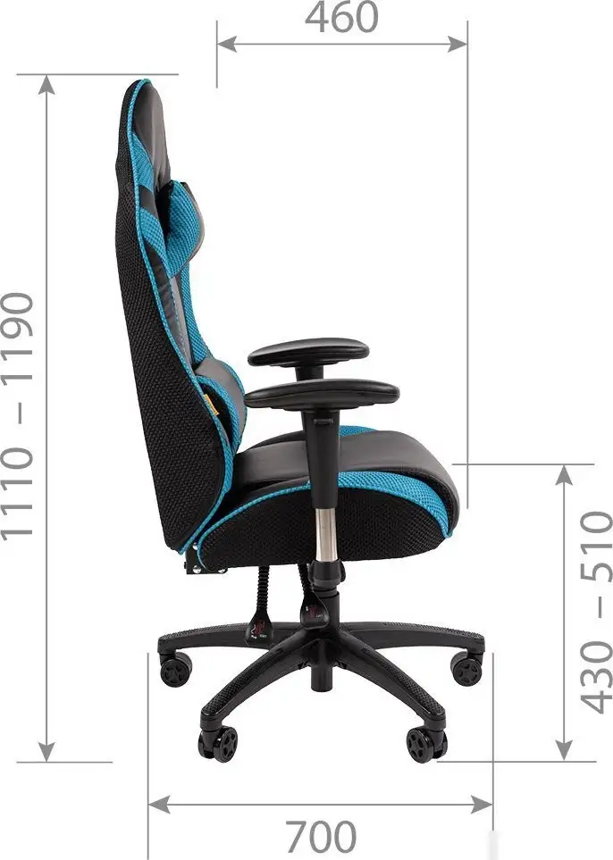 Игровое (геймерское) кресло CHAIRMAN CH43 (экокожа, черный/бирюзовый) – фото товара