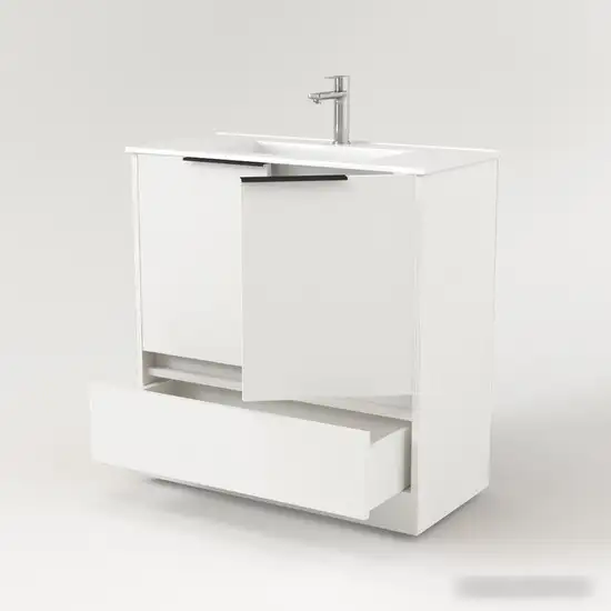 Дабер Тумба под умывальник 017 Тобага/Эридан/Артвин 60 Т17.6Т.0.5Ч (белый древесный/ручка черная) – фото товара