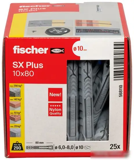 Дюбель универсальный Fischer SX Plus 10X80 568110 (25 шт) – фото товара
