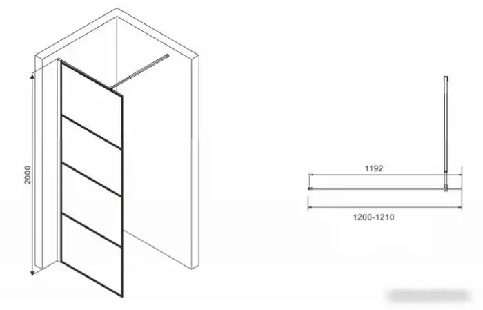 Душевая стенка Abber Immer Offen AG65120B - фото товара