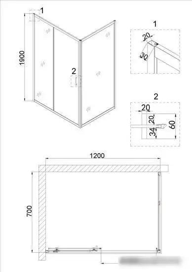 Душевая дверь Niagara NG-62-12A 120x190 - фото товара