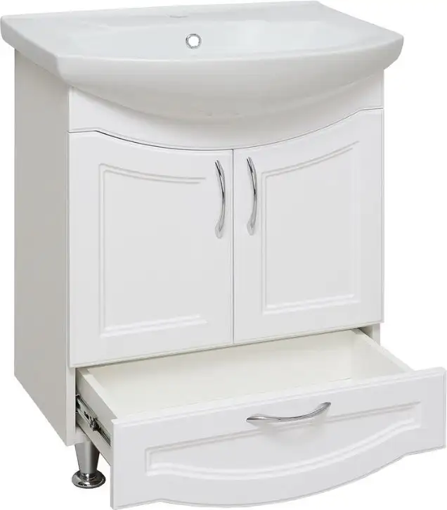 Runo Тумба с умывальником Runo Неаполь 65 + Элеганс 65 (напольная, белый) – фото товара