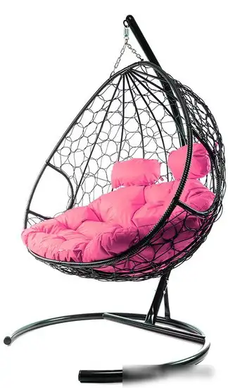 Подвесное кресло M-Group Для двоих 11450408 (черный ротанг/розовая подушка) – фото товара
