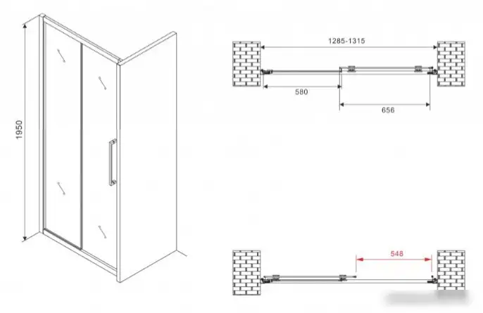 Душевая дверь Abber Schwarzer Diamant AG30130H - фото товара