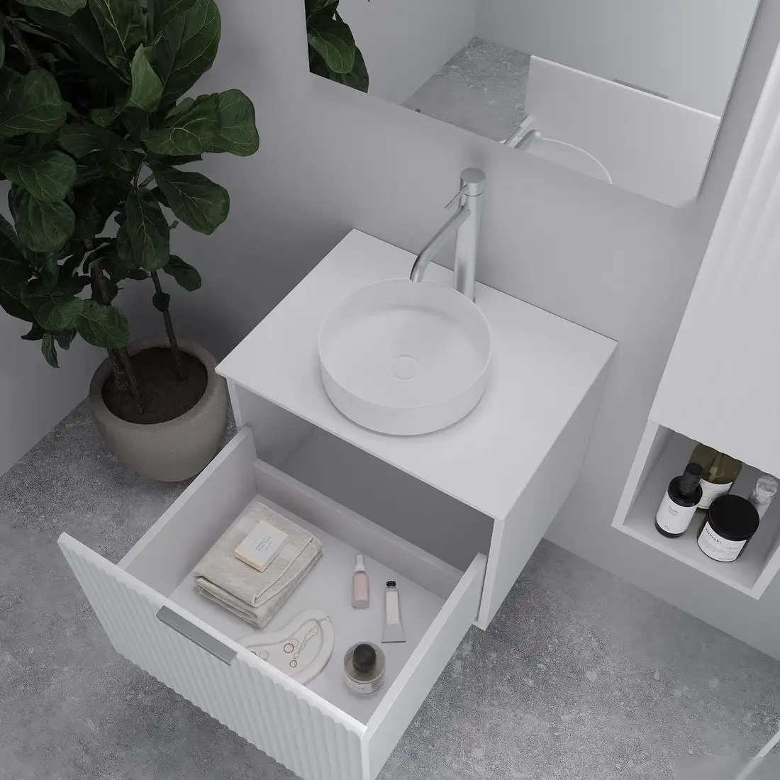ЗОВ Тумба под умывальник Дублин 60 DU60LWMFW (флавио белый) – фото товара