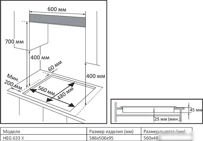 Варочная панель Evelux HEG 633 X - фото товара