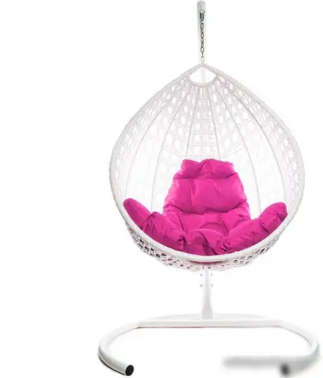 Подвесное кресло M-Group Капля Люкс 11030108 (белый ротанг/розовая подушка) – фото товара