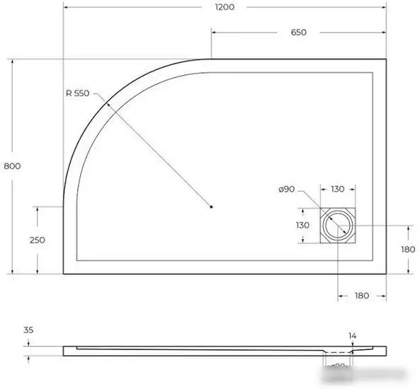 Душевой поддон BelBagno TRAY-MR-UNO-RH-120/80-550-35-W-L 120x80 - фото товара