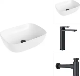 Умывальник Lauter 21493A + Cascade 21СК0655BS с сифоном 21635B (черный матовый) - изображение в каталоге