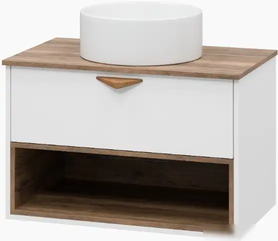 Brevita Тумба под умывальник Bergen 80 BER-07080-19-01-1Я (белый/темное дерево) – фото товара