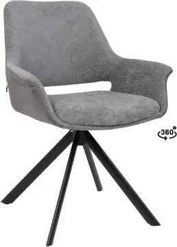 Стул с подлокотниками Мамадома Offy-R 360 (g22 Graphite шенилл Lux - Graphite замша Lux/черный) – изображение в каталоге