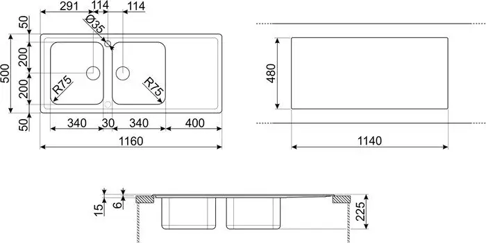 Кухонная мойка Smeg LLR116-2 - фото товара