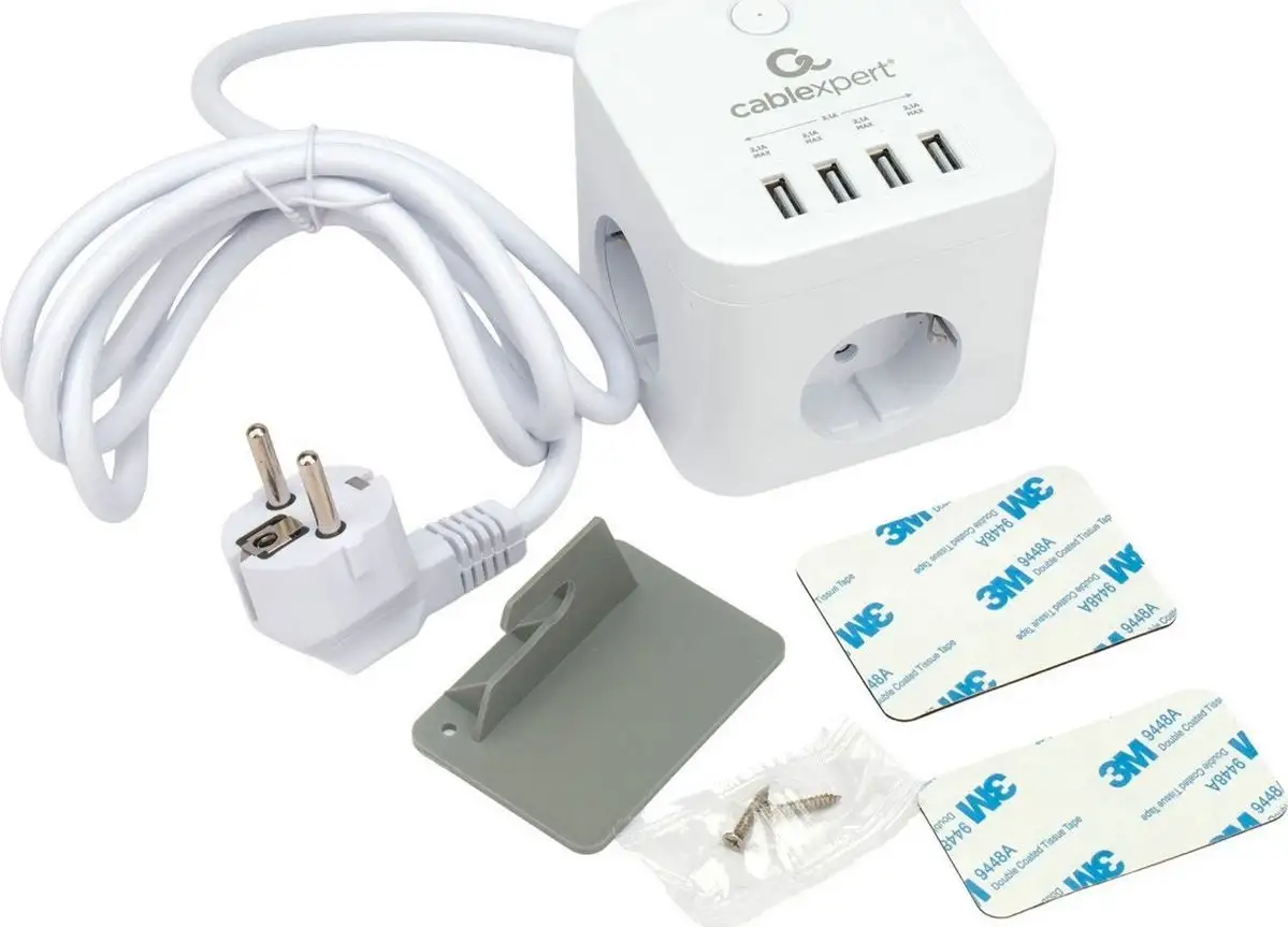 Сетевой фильтр Cablexpert CUBE-3-U4-W-1.5 – фото товара