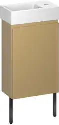 Wellsee Тумба под умывальник 3 в 1 WC Area 221803005 (тумба/матовый бежевый, раковина/глянцевый белый, ножки/матовый черный) – изображение в каталоге