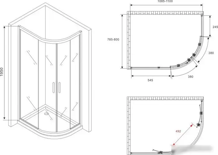 Душевой уголок Abber Schwarzer Diamant AG01118B - фото товара