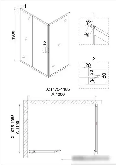 Душевой уголок Niagara NG-42-12AG-A110G 120x110x190 - фото товара