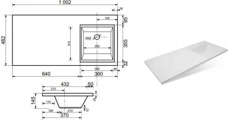 Умывальник Symbolite Estetus Даллас 100x48 правый - фото товара
