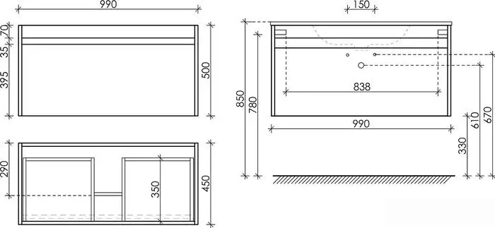 Sancos Тумба под умывальник Smart SM100E (дуб бардолино/белый) – фото товара