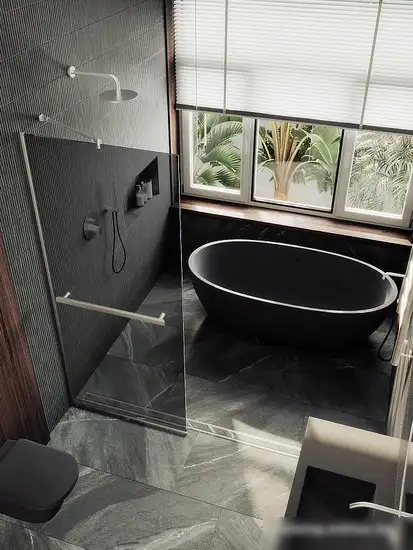 Душевая стенка MaybahGlass 195x69 MGD-723-5у (графитовое стекло/хром матовый) - фото товара