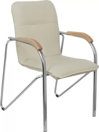 Офисный стул AksHome Samba (Pegasso крем/подлокотники дерево светлое) – изображение в каталоге