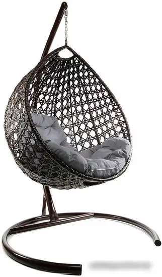 Подвесное кресло M-Group Капля Люкс 11030209 (коричневый ротанг/серая подушка) – фото товара