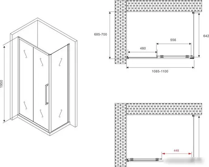 Душевой уголок Abber Schwarzer Diamant AG30110MH-S70M - фото товара