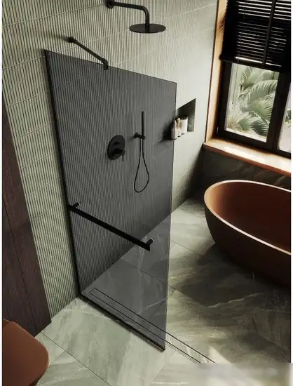 Душевая стенка MaybahGlass 109x119 MGD-717-6у (графитовое стекло/черный) - фото товара