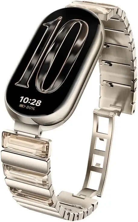 Фитнес-браслет Xiaomi Smart Band 10 M2459B1 (искрящееся золото, с золотистым металлическим браслетом, международная версия) – фото товара