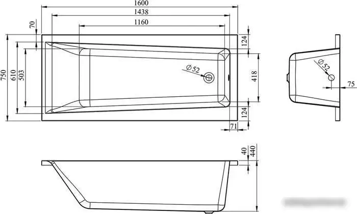Ванна Lavinia Boho Rock 160x75 3707006P - фото товара